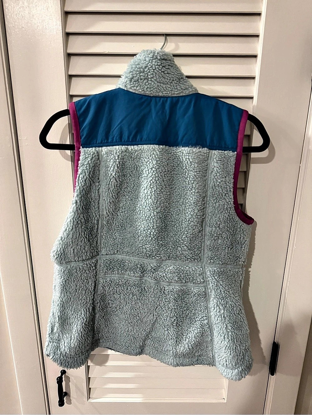 L.L.Bean Women's Bean's Sherpa Fleece Vest Blue & Green Size S